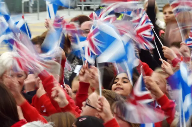 Children waving flags