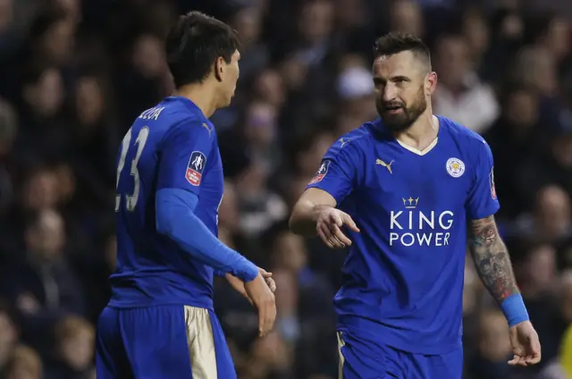 Marcin Wasilewski celebrates Leicester's equaliser