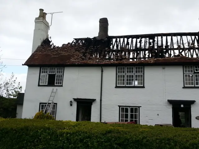 Roof damaged by chimney fire in Eversholt