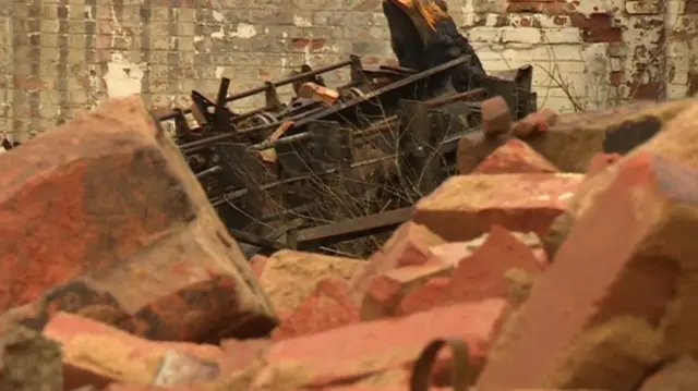 Close up of bricks and rubble