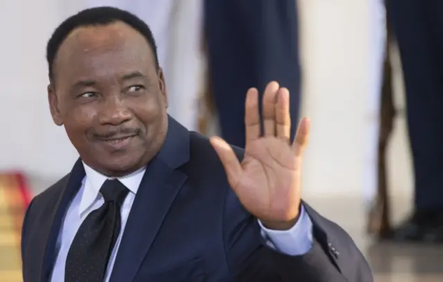 Niger President Issoufou Mahamadou arrives at the White House for a group dinner during the US Africa Leaders Summit August 5, 2014 in Washington, DC