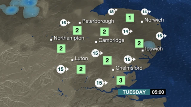 Tuesday's weather map