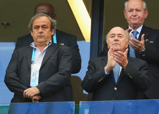 Michel Platini and Sepp Blatter