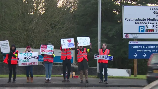 Striking doctors, Derriford Hospital, Plymouth