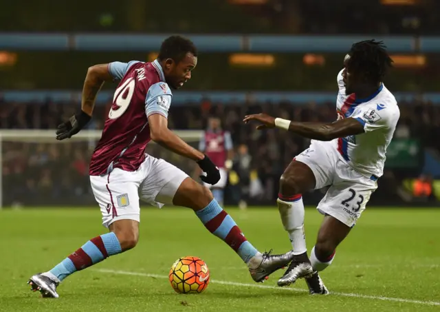 Jordan Ayew of Aston Villa in action