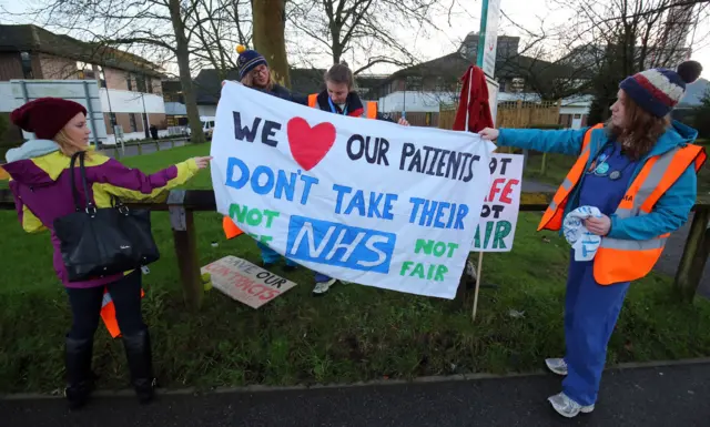 Junior doctors on the picket line outside Maidstone Hospital in Kent