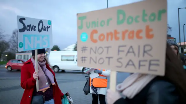 Junior doctor strike outside the QE Hospital in Birmingham