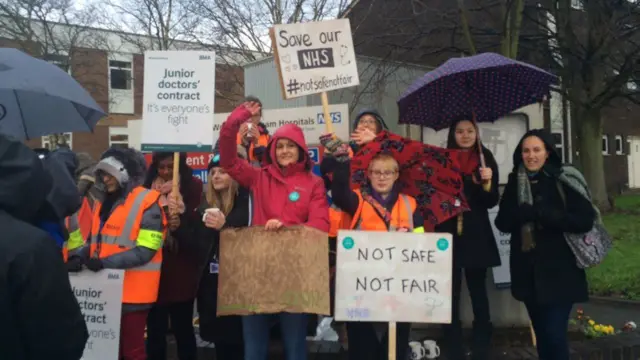 Picket line outside Sandwell General