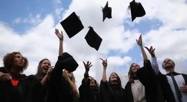 Students celebrating graduation