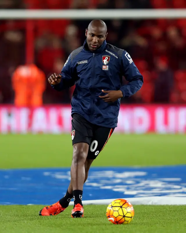 Benik Afobe warms up ahead of the match