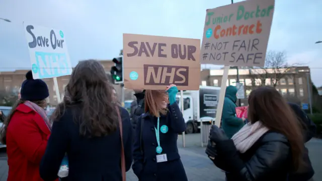 Picket line outside the QE Hospital