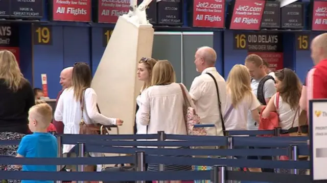 Passengers at East Midlands Airport