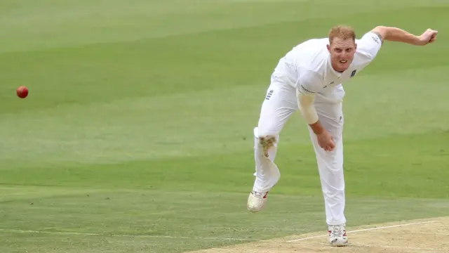 Ben Stokes bowls