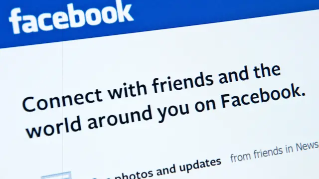 Screen showing a Facebook welcome page