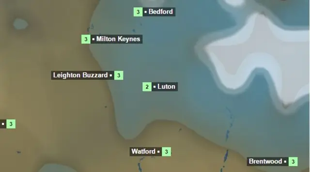 Weather graphic shows rain/sleet this afternoon