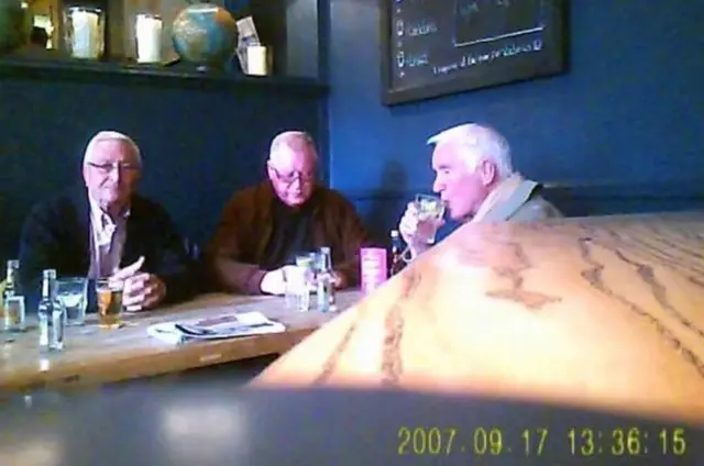 Kenny Collins, Terry Perkins and Brian Reader are seen in The Castle pub in Islington