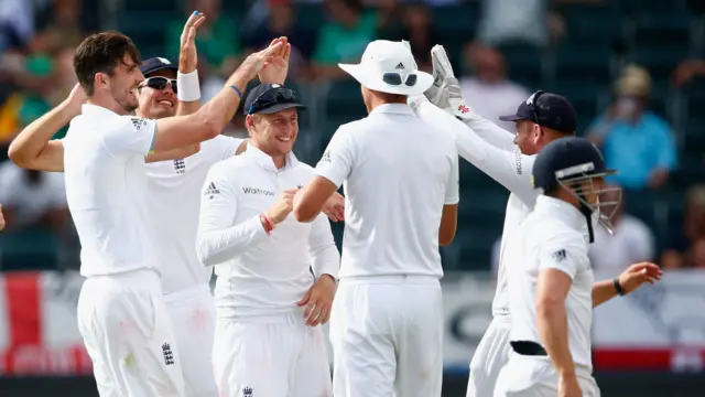 Steven Finn celebrates another wicket