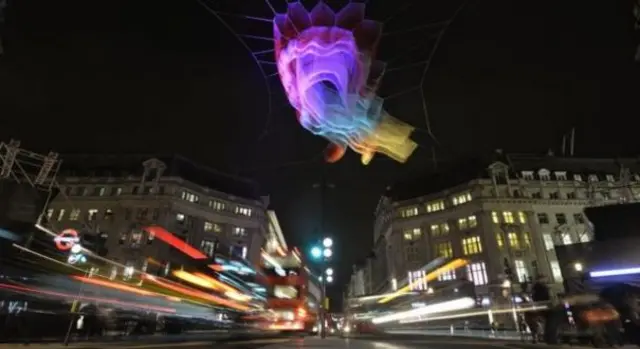 Janet Echelman's 1.8 London hovers above Oxford Circus