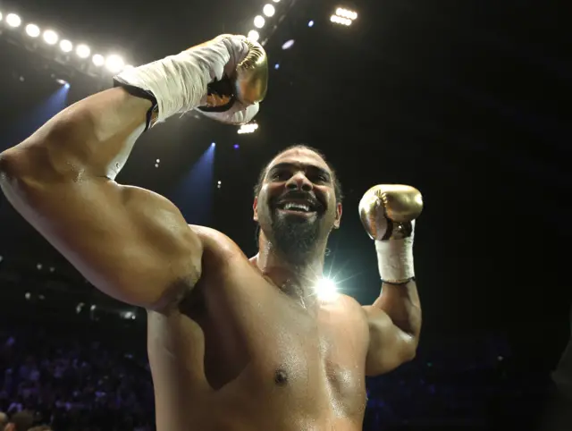 David Haye celebrates