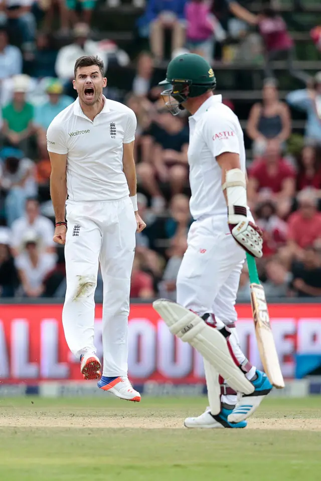 James Anderson celebrates wicket