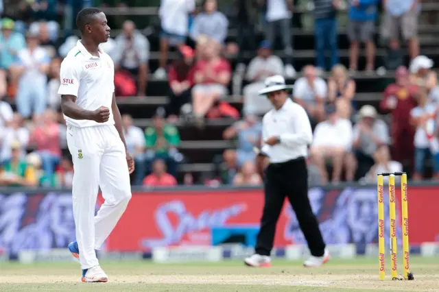 Kagiso Rabada celebrates