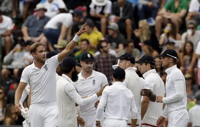 Stuart Broad celebrates wicket