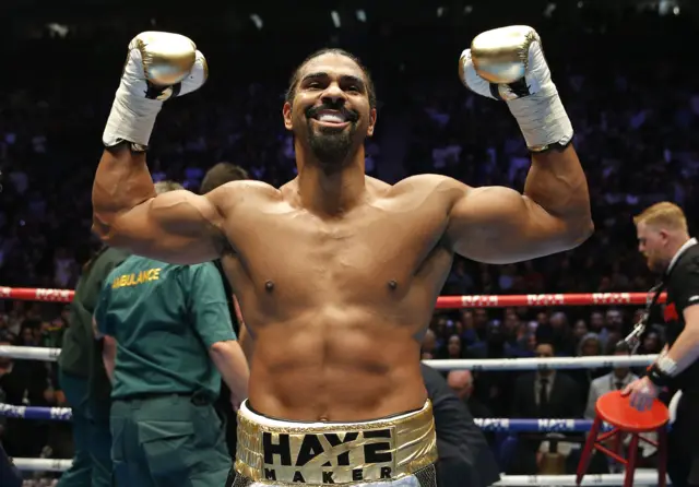 David Haye celebrates