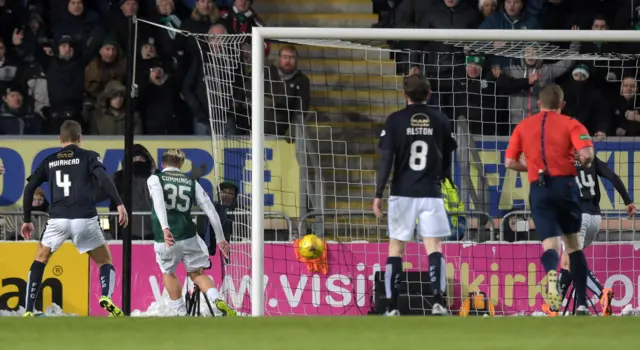 Jason Cummings scores for Hibernian against Falkirk