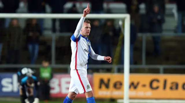 Jordan Rhodes of Blackburn Rovers celebrates