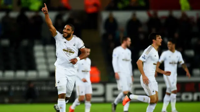 Ashley Williams of Swansea City celebrates