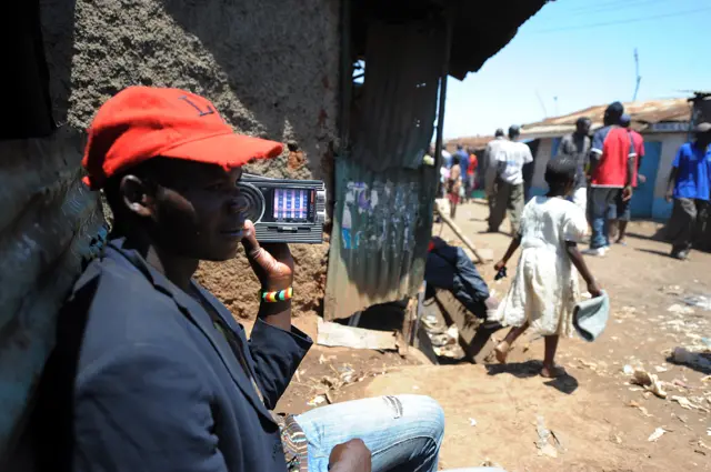 Man listening to radio