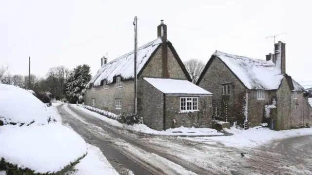 Houses in the snow