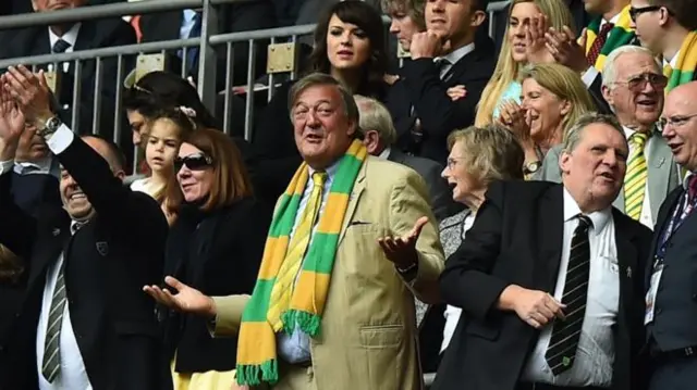 Stephen Fry at a Norwich City Football Club match