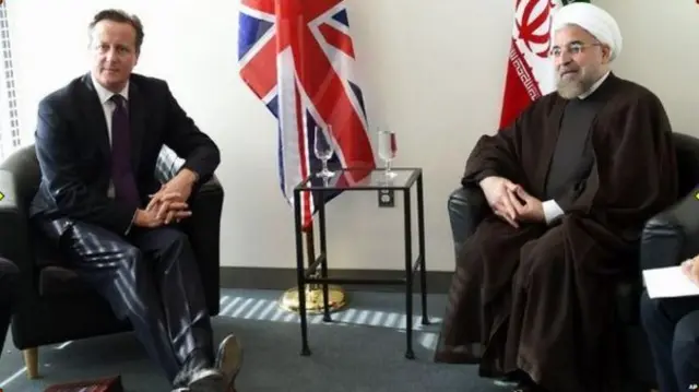 David Cameron and Hassan Rouhani