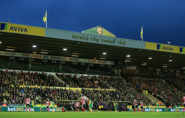 A general view of play at Carrow Road