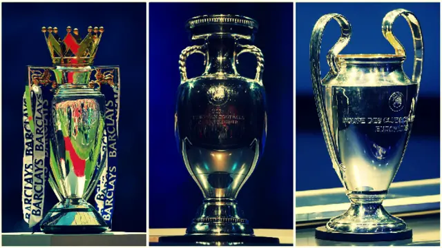 Premier League, European Championship and Champions League trophy