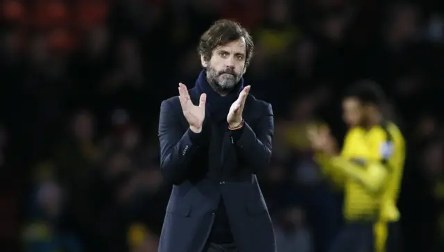 Watford manager Quique Sanchez Flores applauds fans