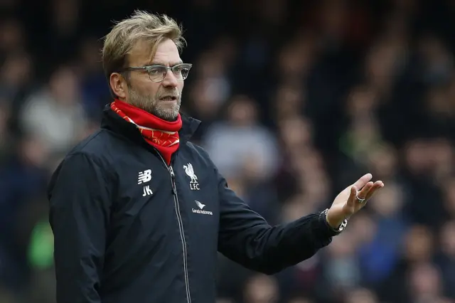 Liverpool manager Jurgen Klopp reacts