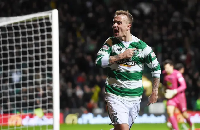 Leigh Griffiths celebrates after scoring for Celtic against Partick Thistle