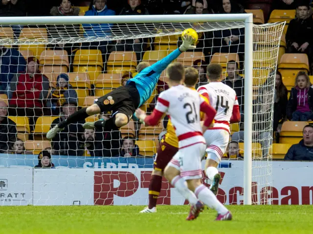 Darian Mackinnon scores for Hamilton against Motherwell