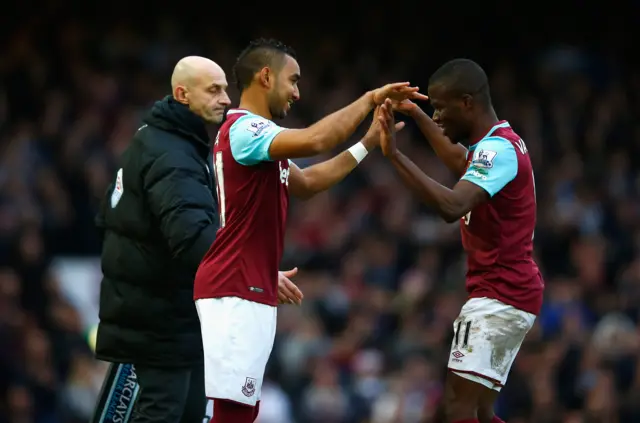 Dimitri Payet of West Ham United replaces Enner Valencia