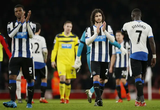 Newcastle players look dejected