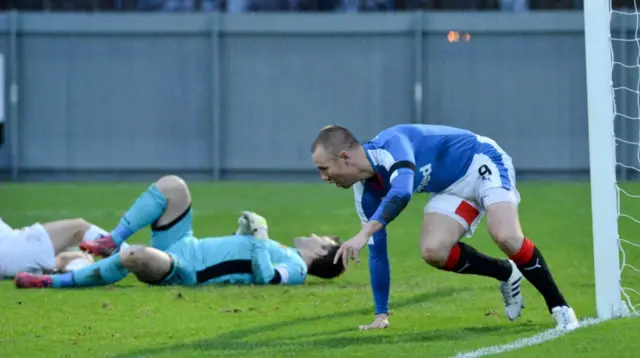 Kenny Miller celebrates after scoring for Rangers against Dumbarton