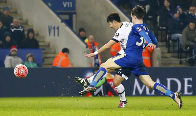 Tottenham"s Son Heung Min scores