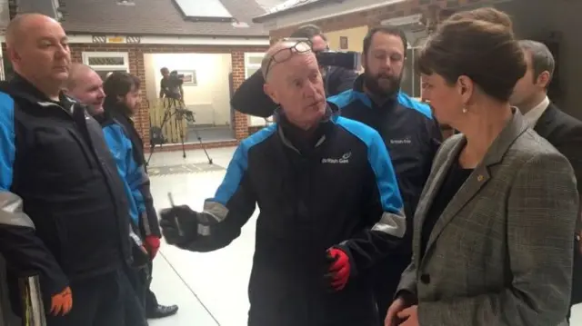 Plaid Cymru leader Leanne Wood promoting the plan at a gas training academy in Tredegar, Blaenau Gwent