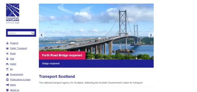 Transport Scotland website homepage