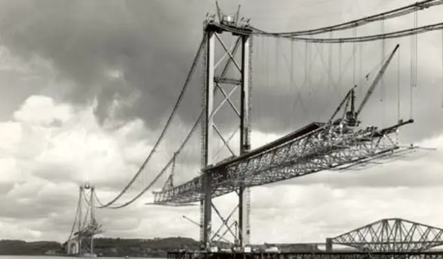 The Forth Road Bridge being built