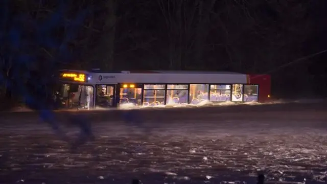 Stagecoach bus stuck in flooding