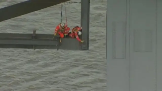 Engineers working on bridge