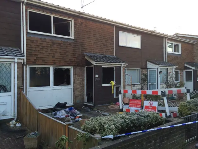 A view of the fire-damaged house in Daphne Way